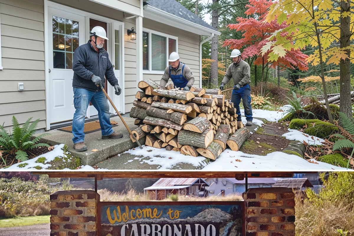 Firewood Recycling in Carbonado, Pierce County, WA - Recycling in spring cleanup season captures storm debris and gives recovered wood time to season.