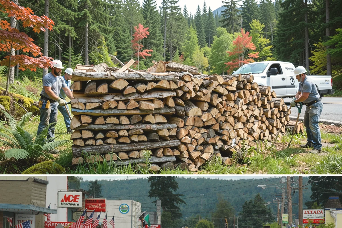Firewood Recycling in Carnation, King County, WA - Recycling in spring cleanup season captures storm debris and gives recovered wood time to season.