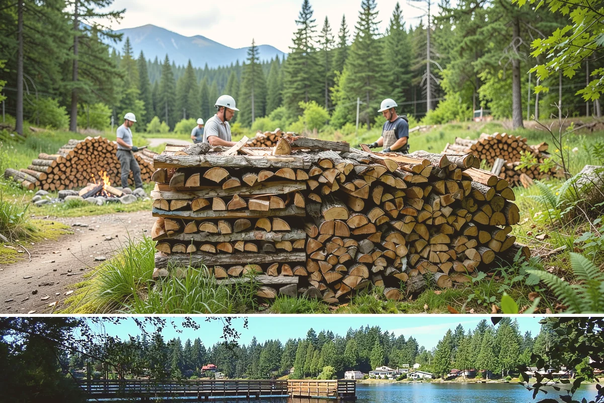 Firewood Recycling in Federal Way, King County, WA - Recycling in spring cleanup season captures storm debris and gives recovered wood time to season.