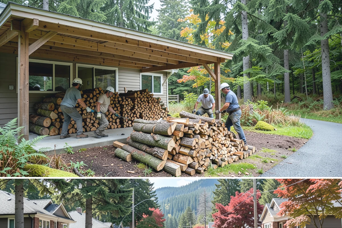 Firewood Recycling in Hunts Point, King County, WA - Recycling in spring cleanup season captures storm debris and gives recovered wood time to season.