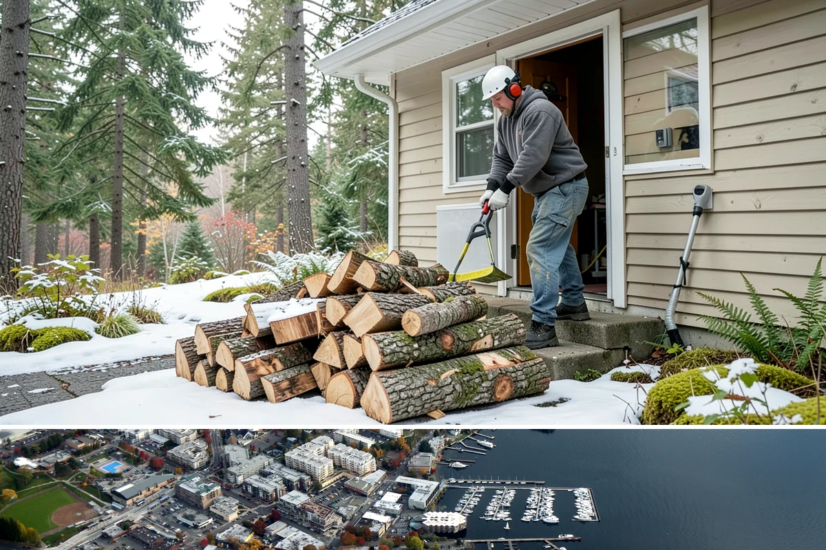 Firewood Recycling in Kirkland, King County, WA - Recycling in spring cleanup season captures storm debris and gives recovered wood time to season.
