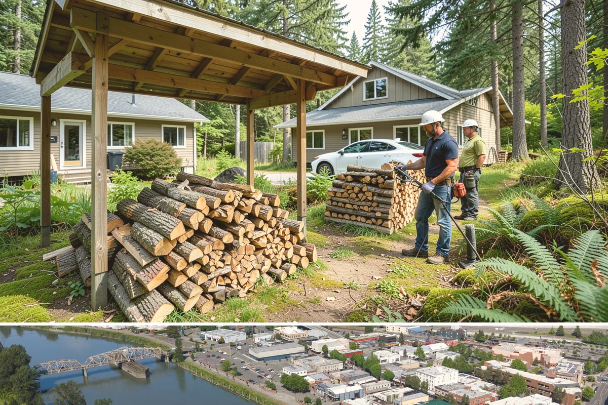 Firewood Recycling in Mount Vernon, Skagit County, WA - Recycling in spring cleanup season captures storm debris and gives recovered wood time to season.