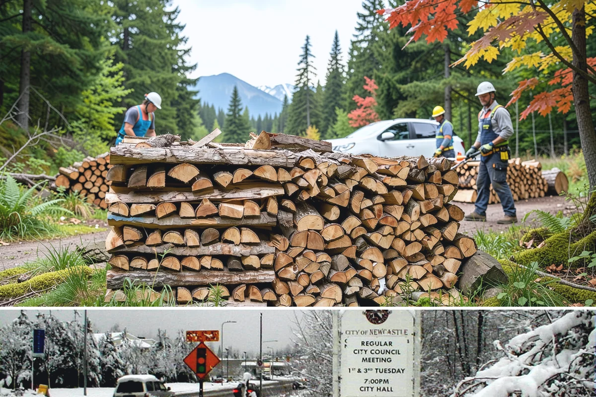 Firewood Recycling in Newcastle, King County, WA - Recycling in spring cleanup season captures storm debris and gives recovered wood time to season.