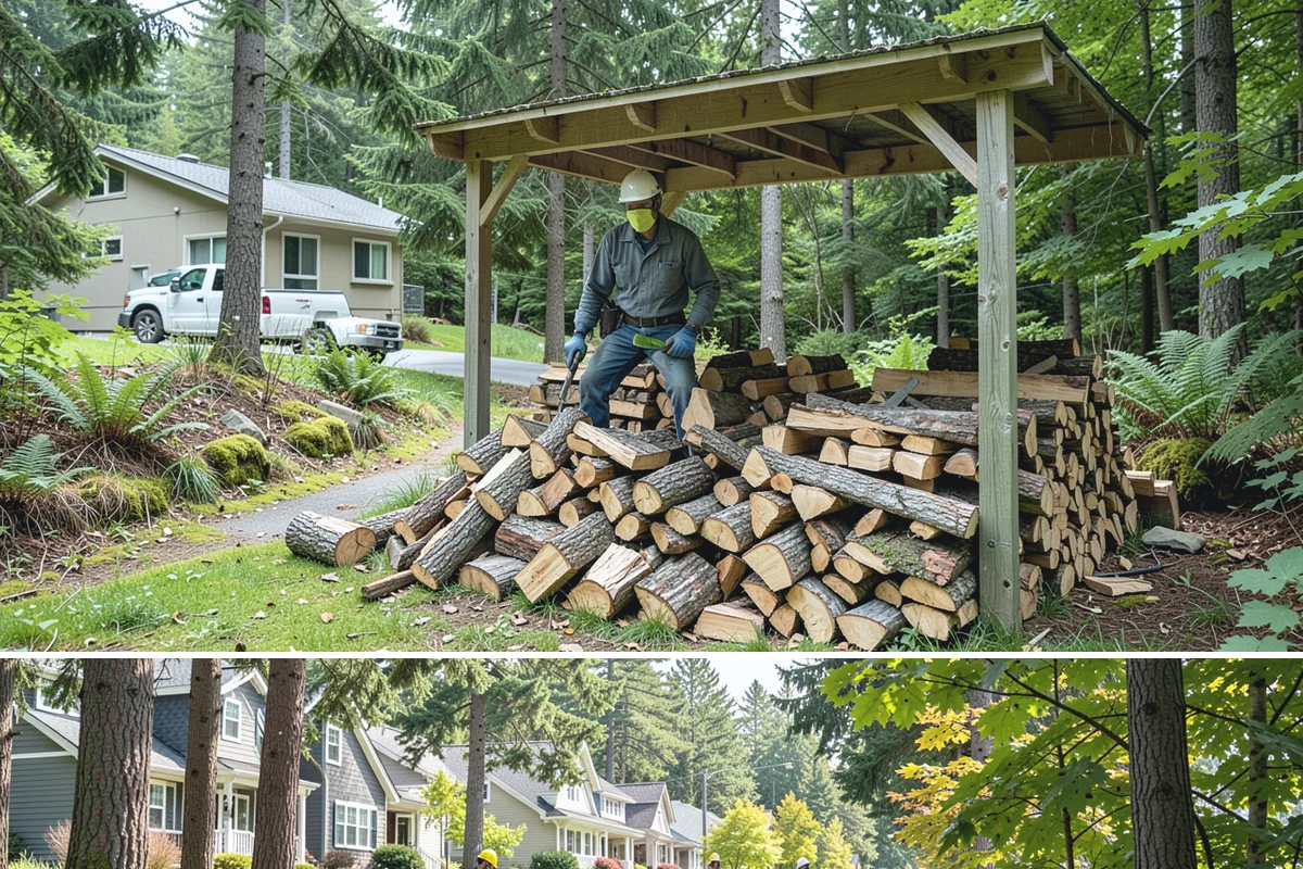 Firewood Recycling in Normandy Park, King County, WA - Recycling in spring cleanup season captures storm debris and gives recovered wood time to season.