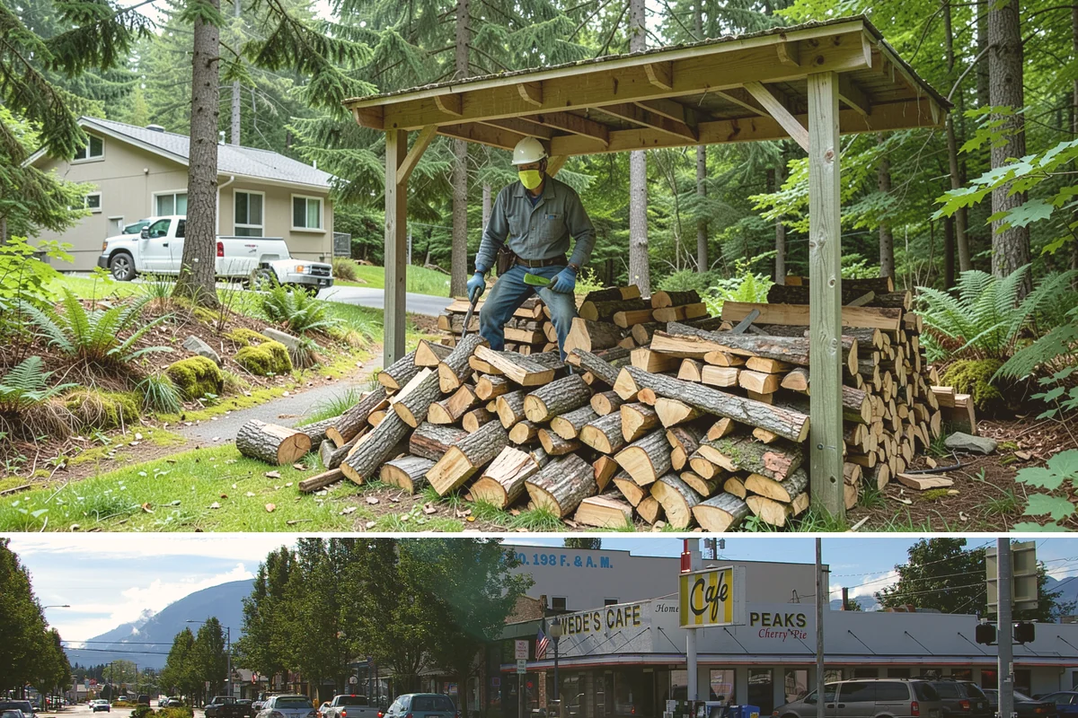 Firewood Recycling in North Bend, King County, WA - Recycling in spring cleanup season captures storm debris and gives recovered wood time to season.