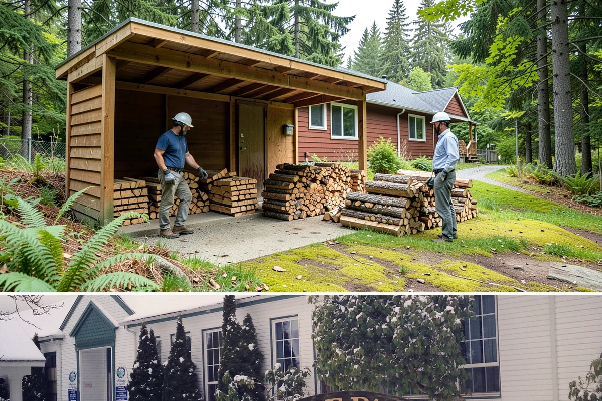 Firewood Recycling in Pacific, King County, WA - Recycling in spring cleanup season captures storm debris and gives recovered wood time to season.
