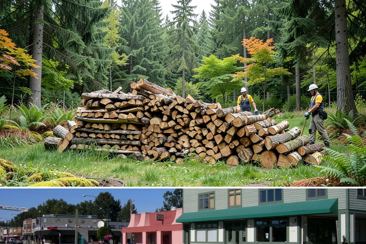 Firewood Recycling in Snoqualmie, King County, WA - Recycling in spring cleanup season captures storm debris and gives recovered wood time to season.