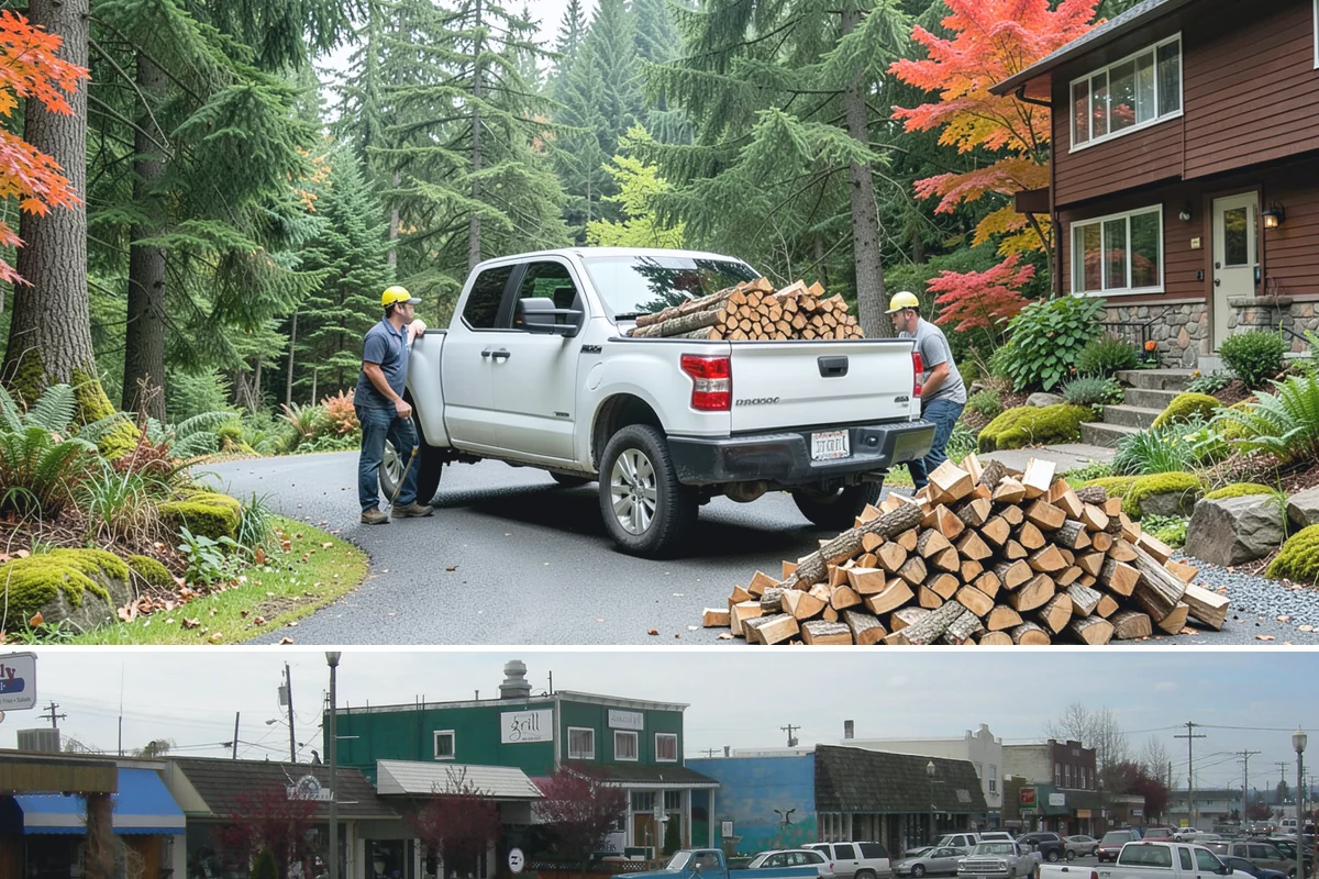 Firewood Recycling in Stanwood, Snohomish County, WA - Recycling in spring cleanup season captures storm debris and gives recovered wood time to season.