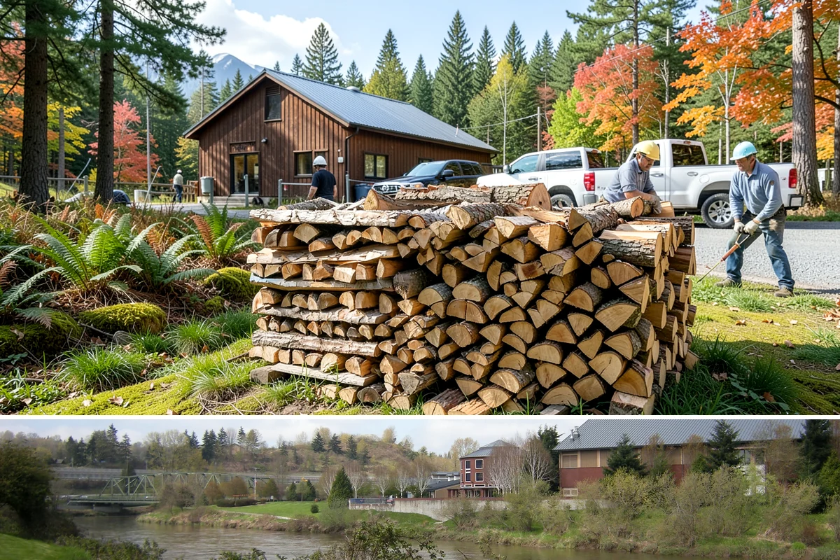 Firewood Recycling in Tukwila, King County, WA - Recycling in spring cleanup season captures storm debris and gives recovered wood time to season.