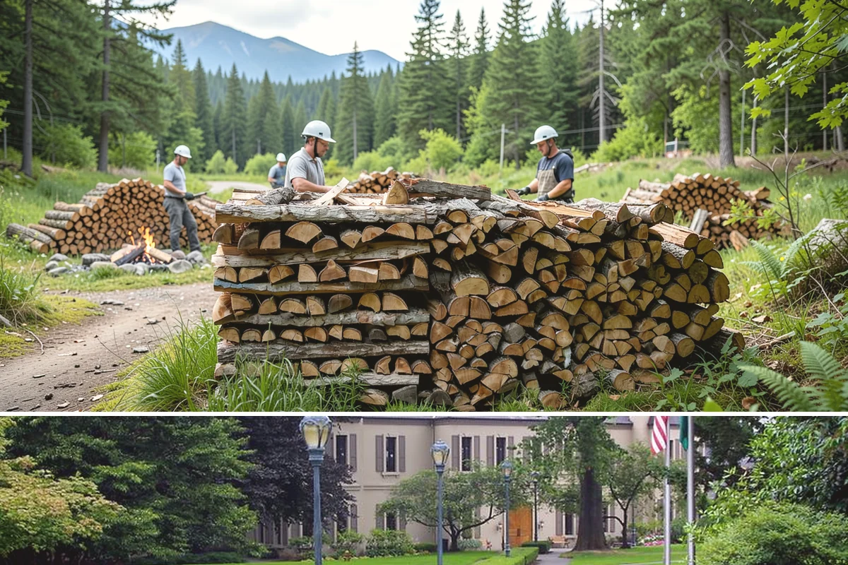 Firewood Recycling in Woodinville, King County, WA - Recycling in spring cleanup season captures storm debris and gives recovered wood time to season.