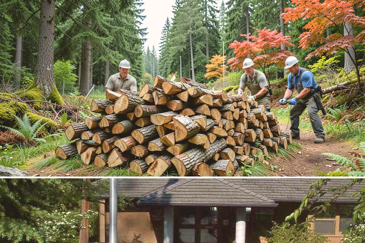 Firewood Recycling in Yarrow Point, King County, WA - Recycling in spring cleanup season captures storm debris and gives recovered wood time to season.