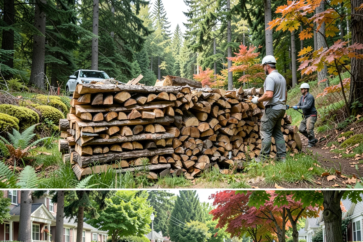 Firewood Relocation in Beaux Arts Village, King County, WA - Often requested in early fall when moving wood into covered storage ahead of winter.