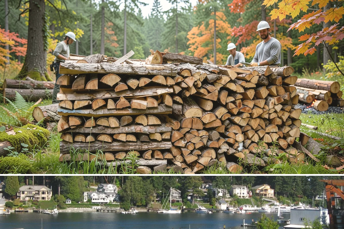 Firewood Relocation in Gig Harbor, Pierce County, WA - Often requested in early fall when moving wood into covered storage ahead of winter.