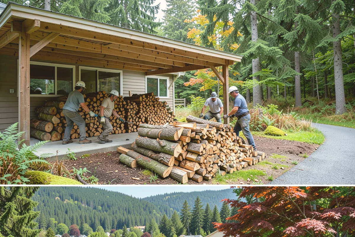 Firewood Relocation in Index, Snohomish County, WA - Often requested in early fall when moving wood into covered storage ahead of winter.