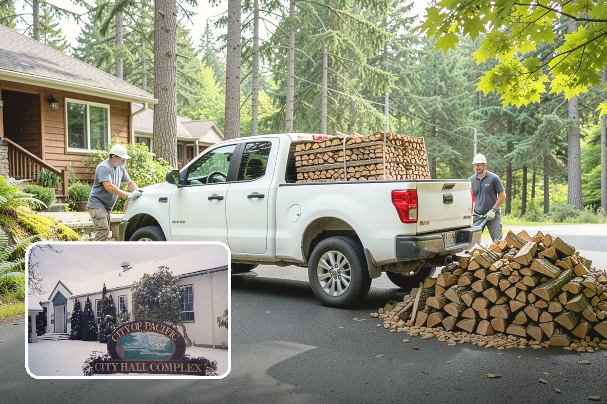 Firewood Relocation in Pacific, King County, WA - Moves heavy wood so you do not have to