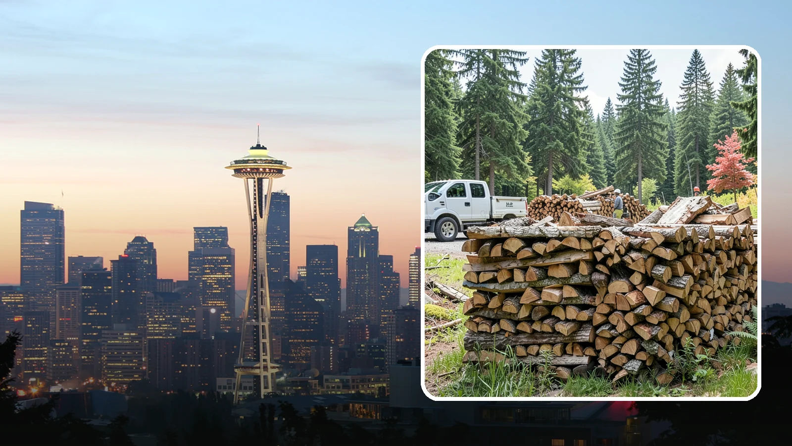 Firewood Sales in Seattle, King County, WA - We sell dependable, properly seasoned firewood by the quantity you need for reliable heat through the damp Pacific Northwest...