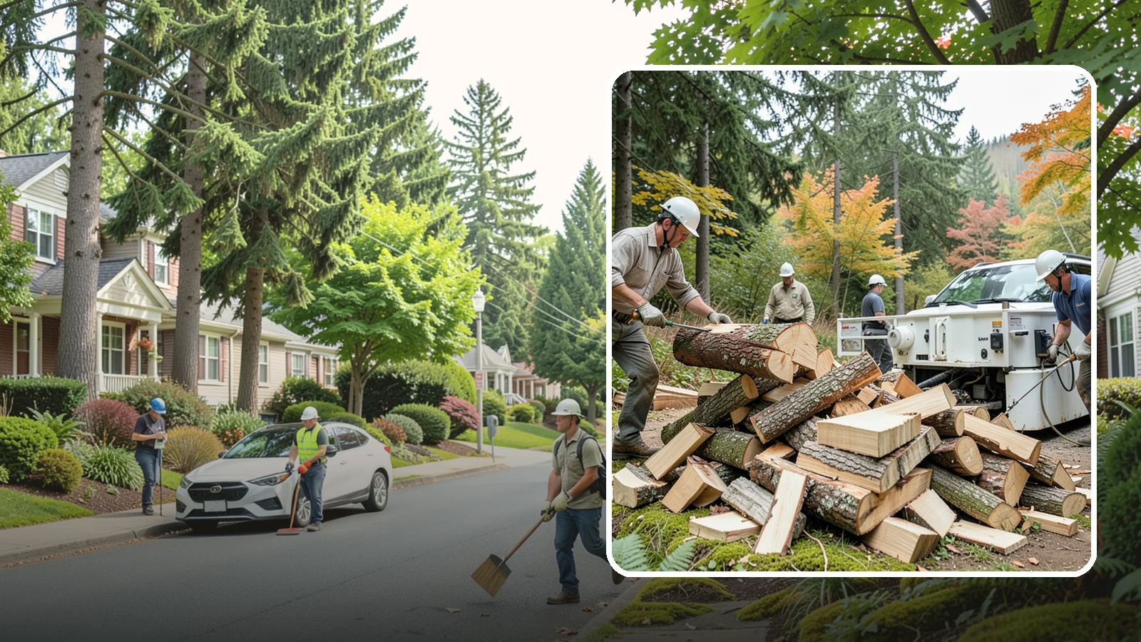 Firewood Splitting in Beaux Arts Village, King County, WA - Firewood splitting that opens up rounds for faster drying and easier handling.