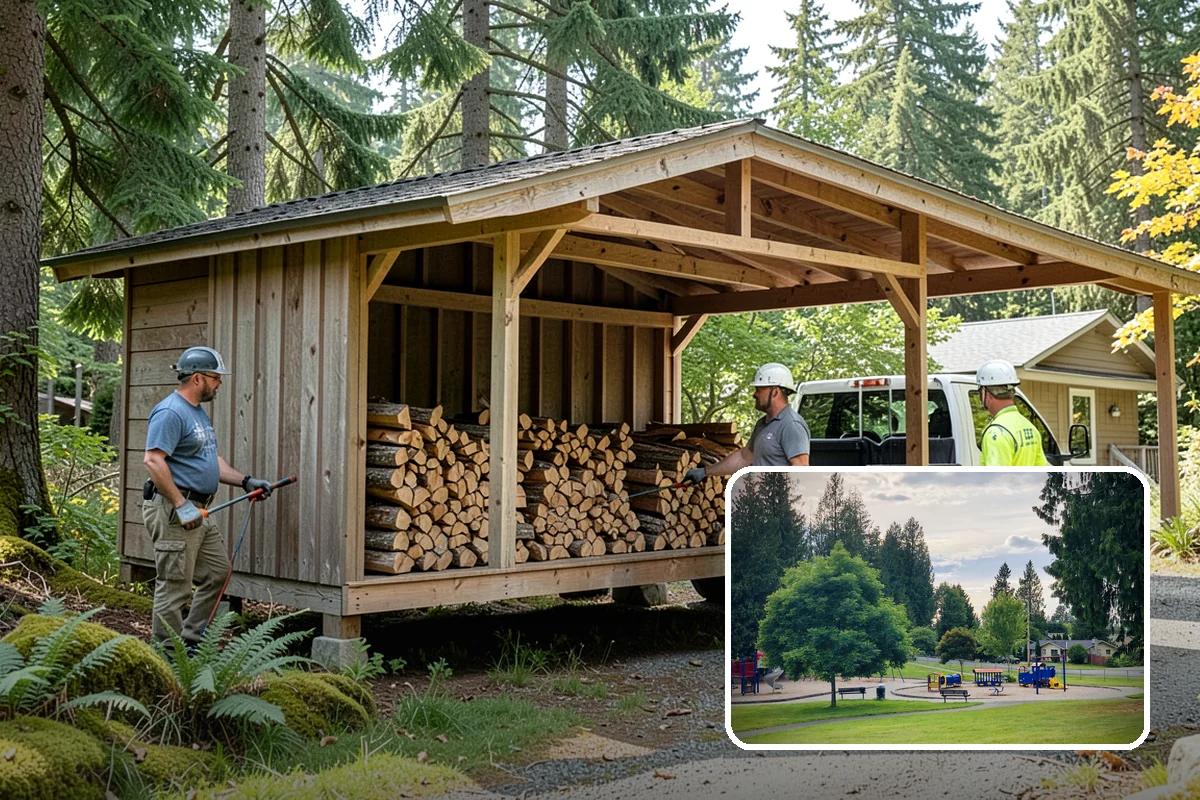 Firewood Splitting in Bonney Lake, Pierce County, WA - Splitting speeds up drying in a damp climate
