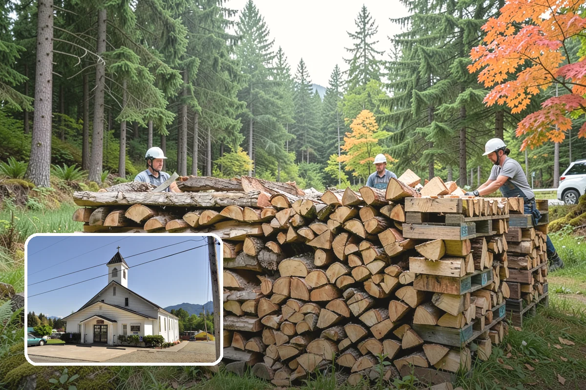 Firewood Splitting in Concrete, Skagit County, WA - Splitting speeds up drying in a damp climate