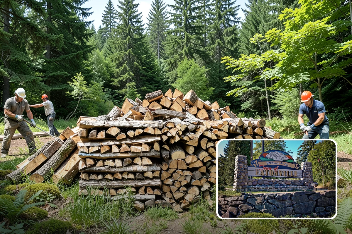 Firewood Splitting in Eatonville, Pierce County, WA - Splitting speeds up drying in a damp climate
