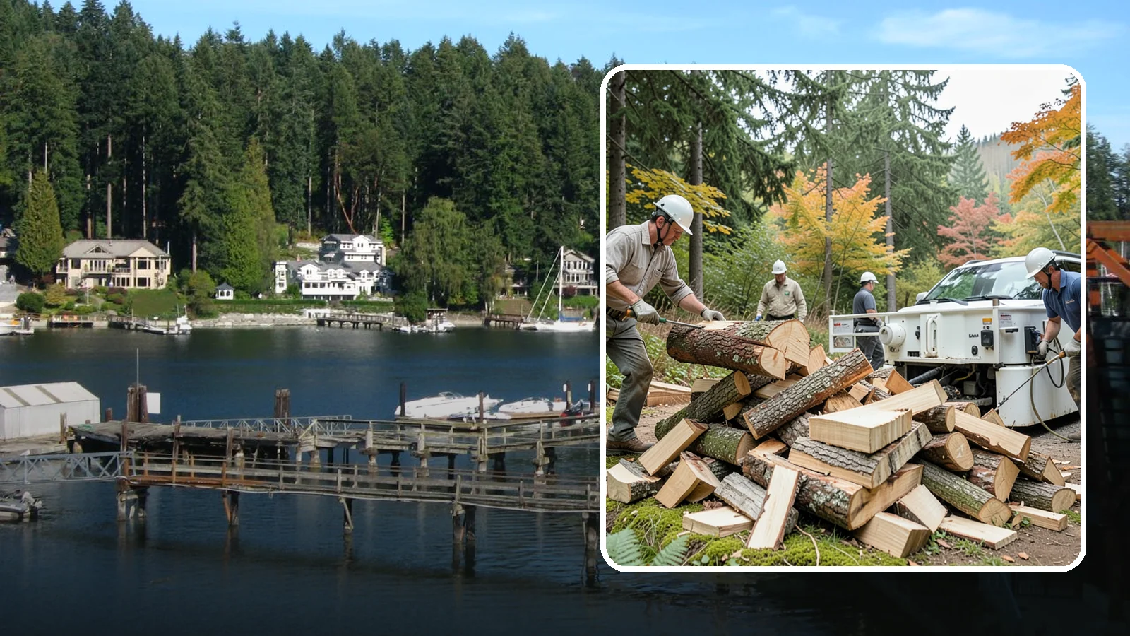 Firewood Splitting in Gig Harbor, Pierce County, WA - Firewood splitting that opens up rounds for faster drying and easier handling.