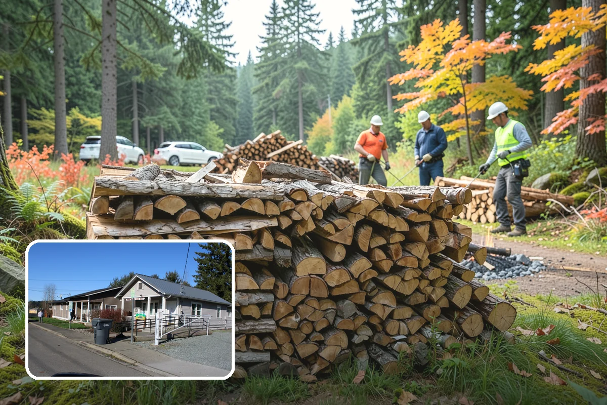 Firewood Splitting in South Prairie, Pierce County, WA - Splitting speeds up drying in a damp climate
