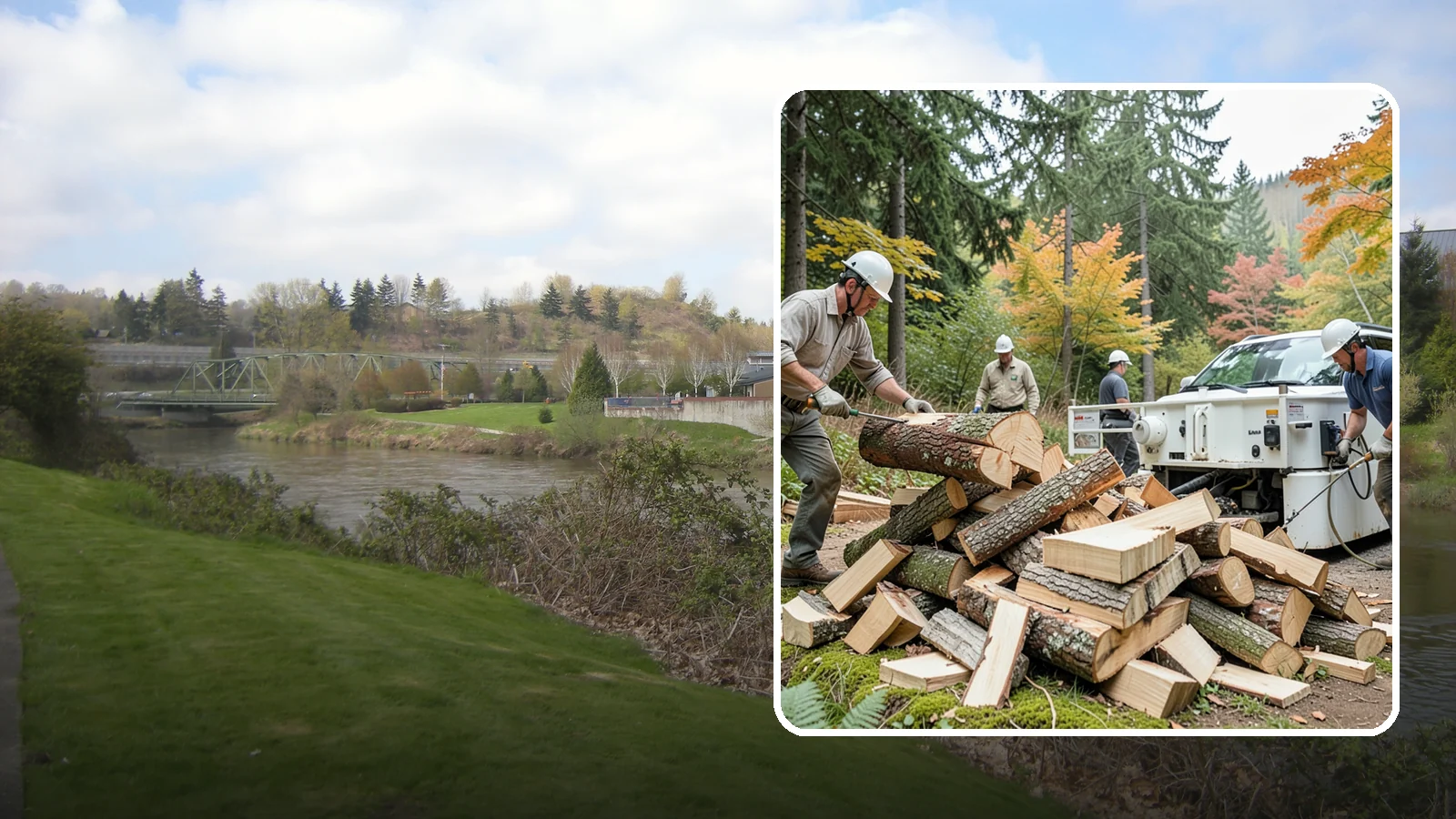 Firewood Splitting in Tukwila, King County, WA - Firewood splitting that opens up rounds for faster drying and easier handling.
