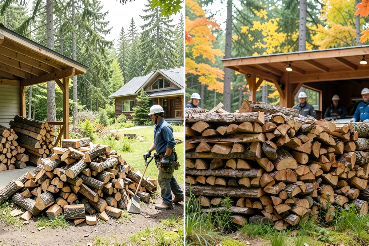 Firewood Stacking Service in DuPont, Pierce County, WA - Confirm where you want the wood stacked