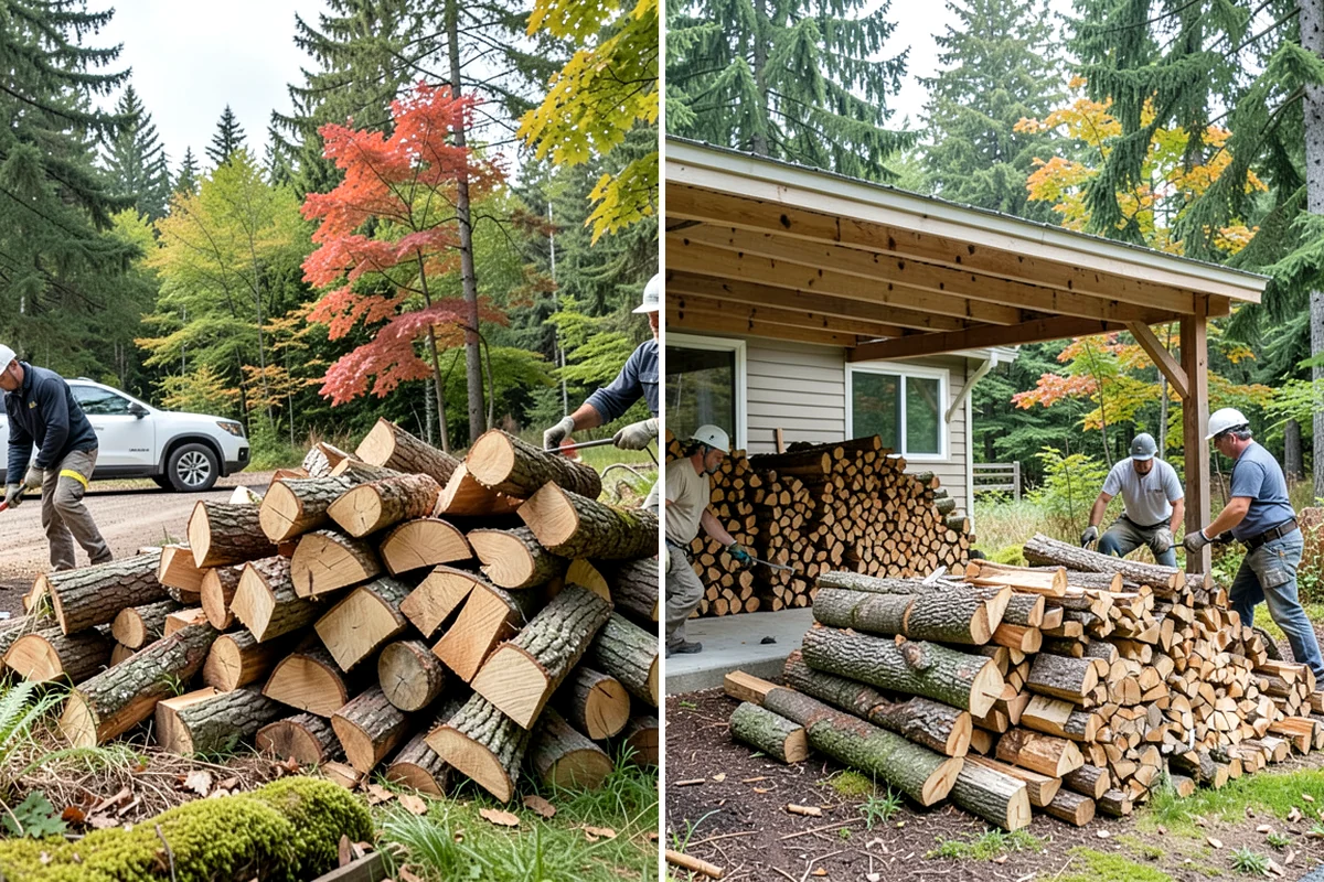 Firewood Stacking Service in Lake Forest Park, King County, WA - Confirm where you want the wood stacked