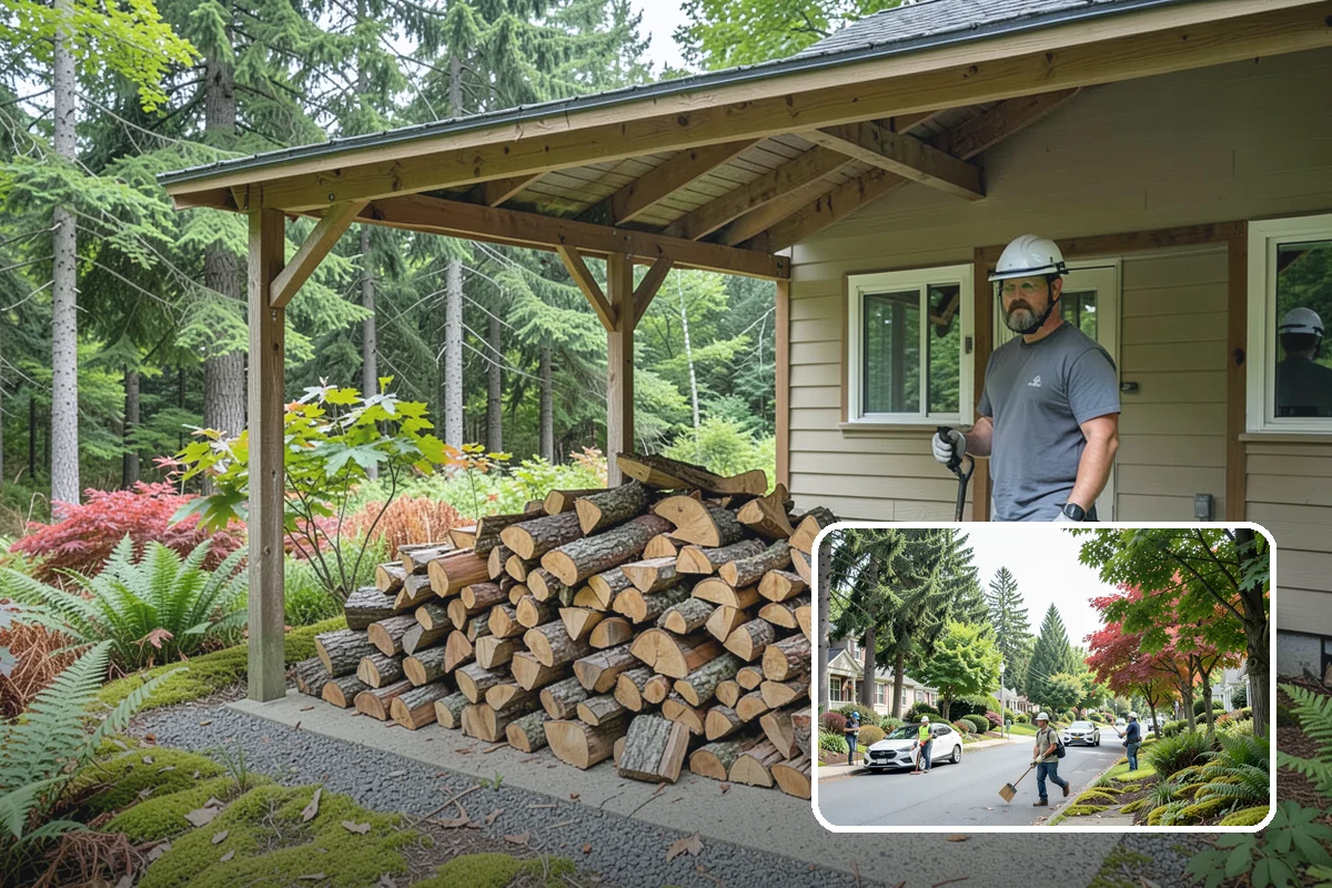 Firewood Stacking in Beaux Arts Village, King County, WA - Saves you the labor of stacking a heavy load