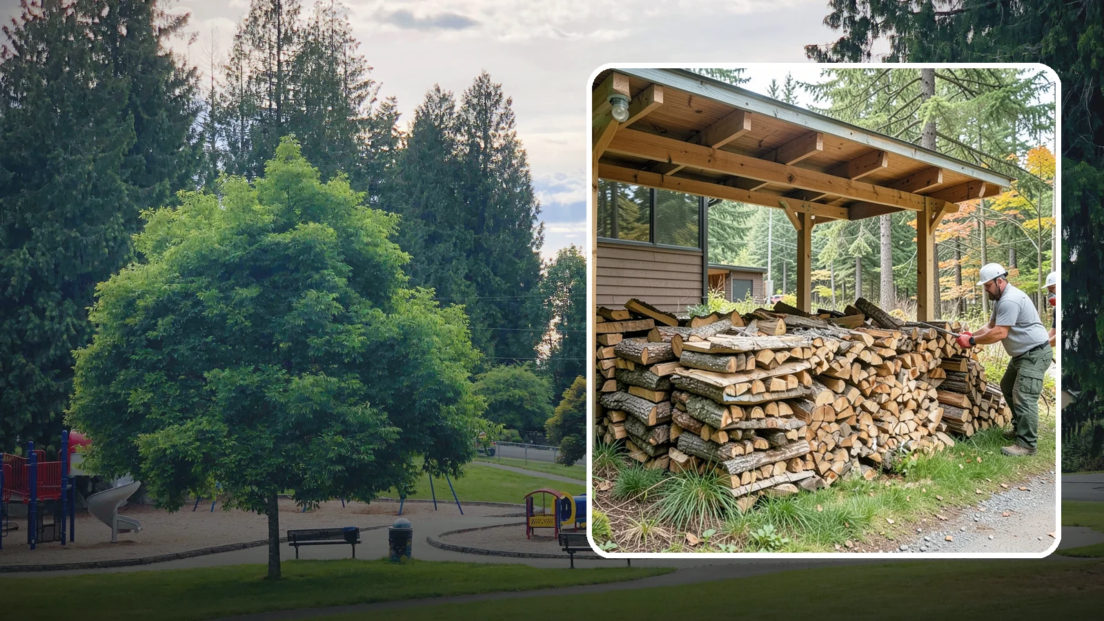 Firewood Stacking in Bonney Lake, Pierce County, WA - We neatly stack your delivered firewood wherever you want it, so it dries better, stores tidy, and is ready to grab.