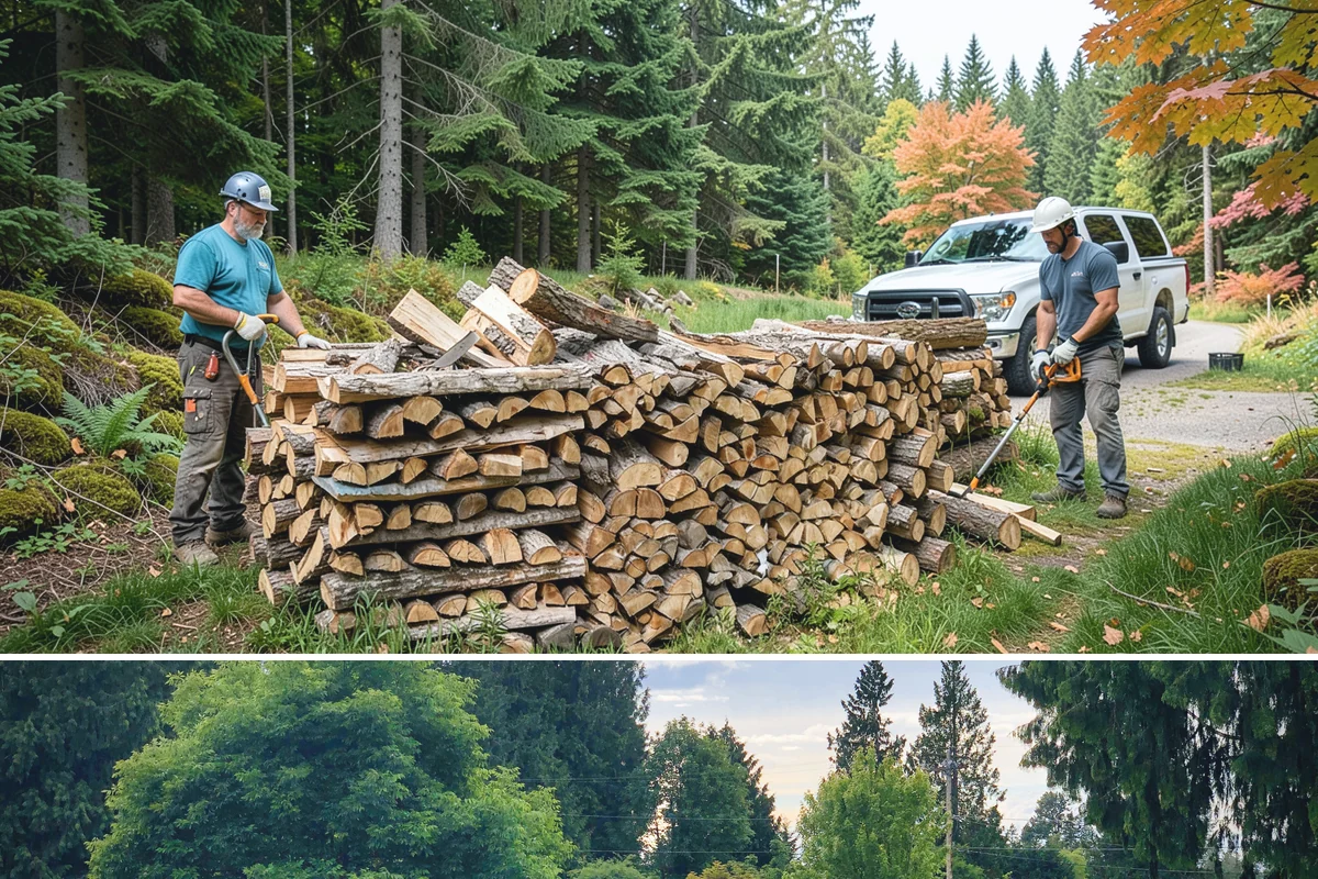 Firewood Stacking in Bonney Lake, Pierce County, WA - Add stacking to a fall delivery so your season's wood is organized and airing out before winter.
