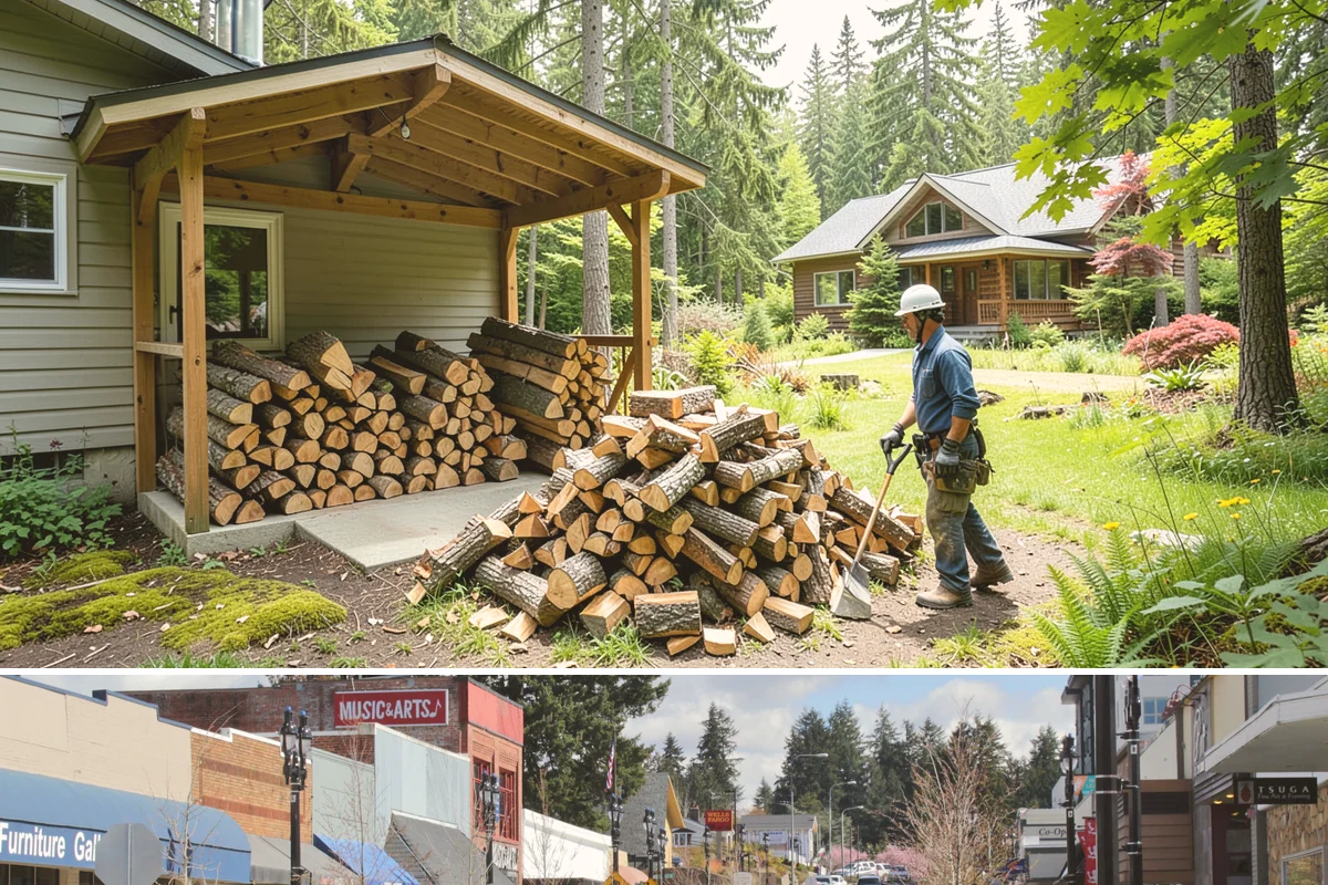 Firewood Stacking in Bothell, King County, WA - Add stacking to a fall delivery so your season's wood is organized and airing out before winter.
