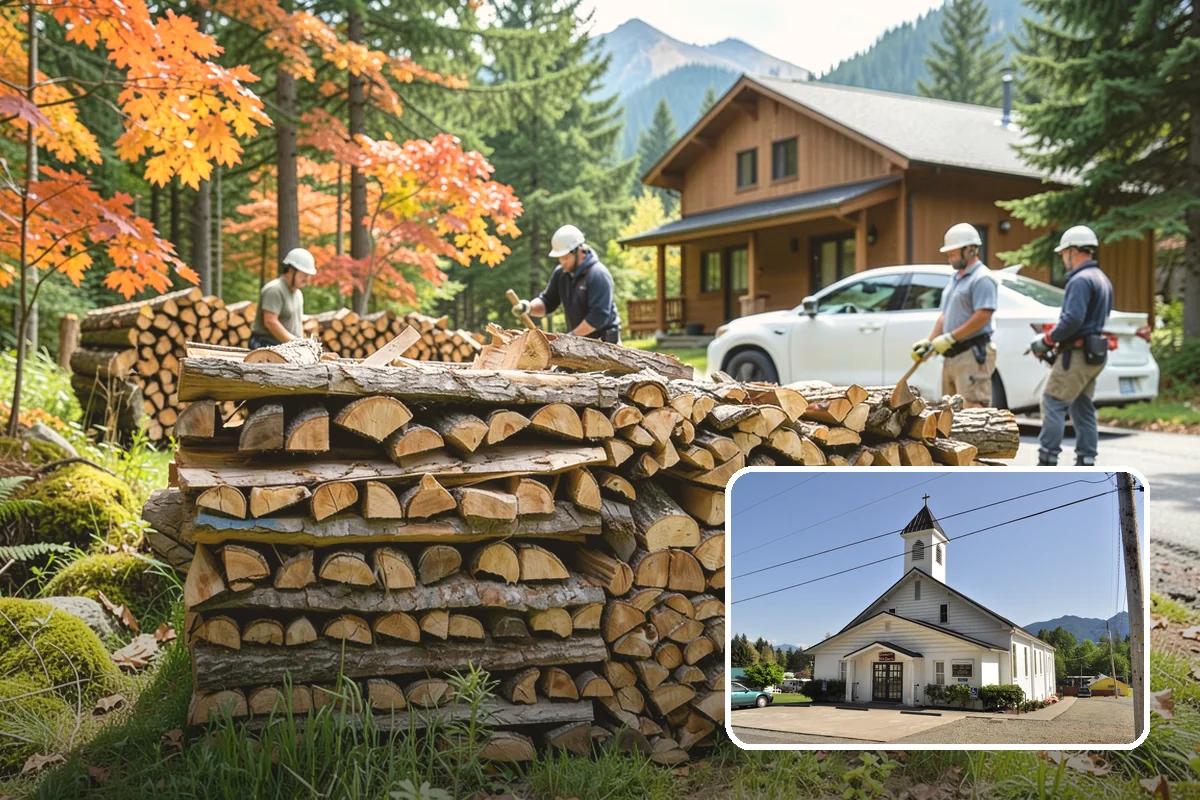 Firewood Stacking in Concrete, Skagit County, WA - Saves you the labor of stacking a heavy load