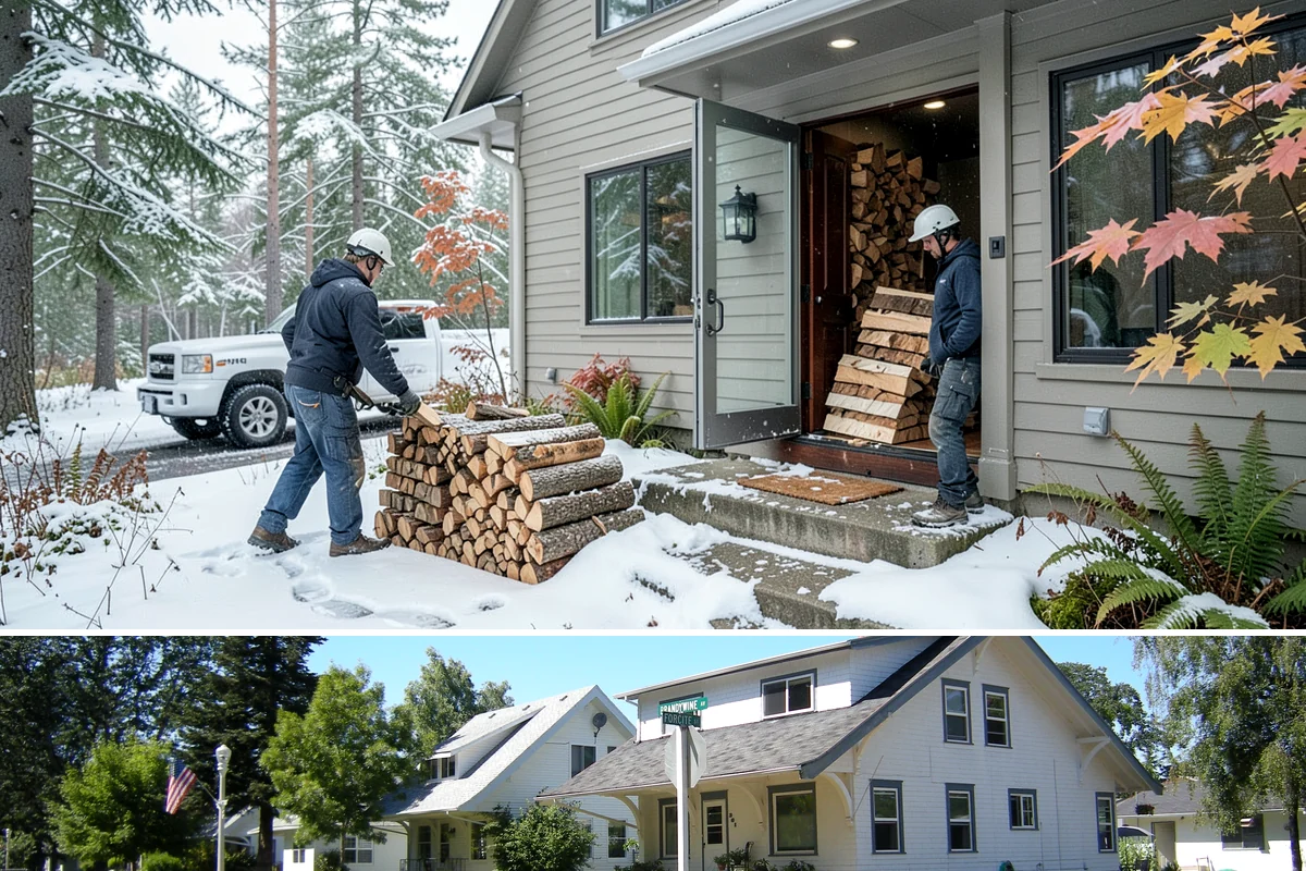 Firewood Stacking in DuPont, Pierce County, WA - Add stacking to a fall delivery so your season's wood is organized and airing out before winter.