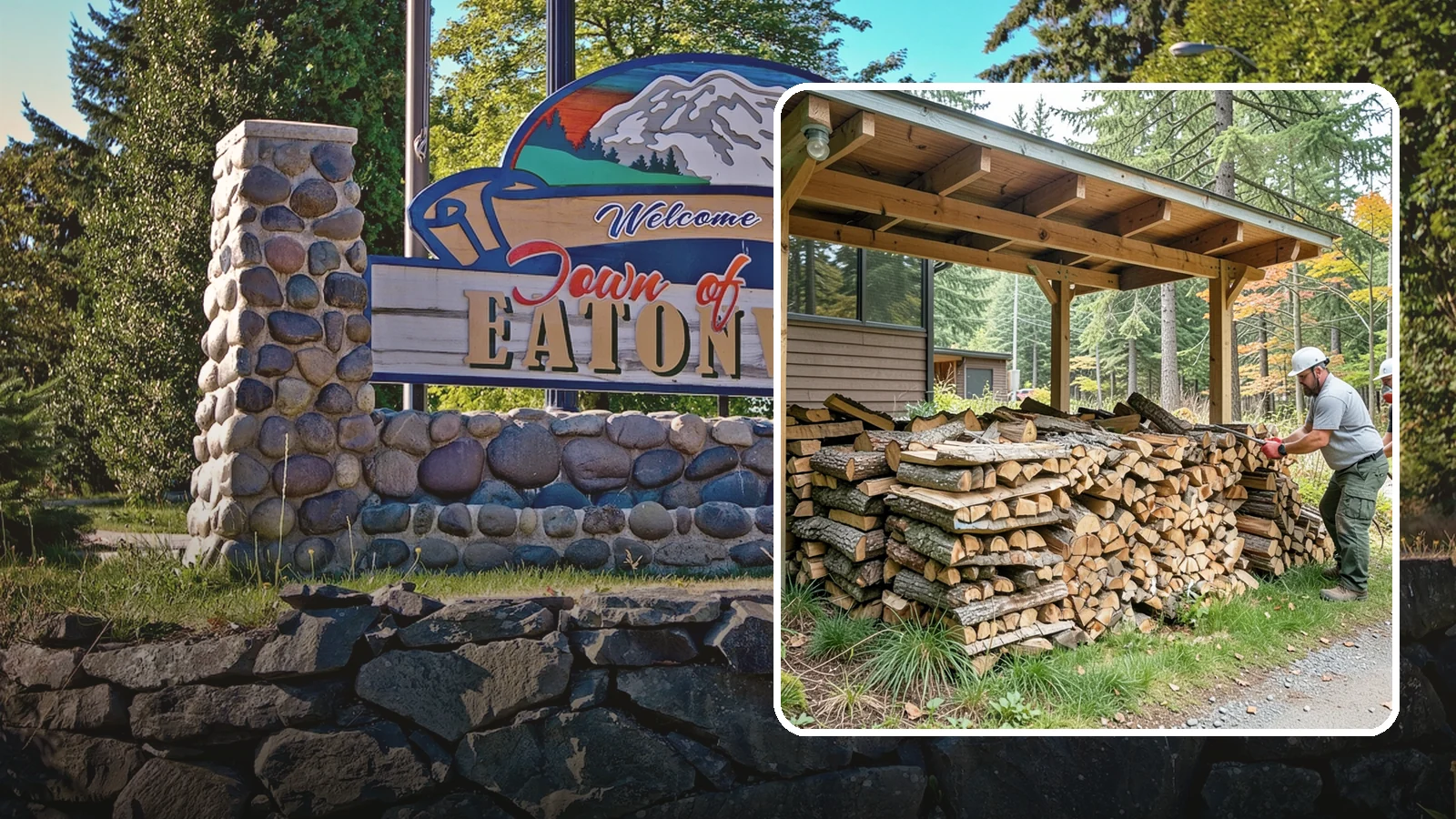 Firewood Stacking in Eatonville, Pierce County, WA - We neatly stack your delivered firewood wherever you want it, so it dries better, stores tidy, and is ready to grab.