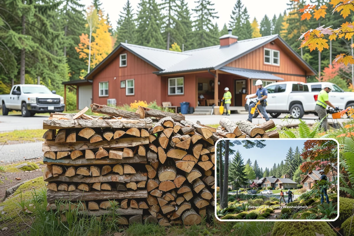 Firewood Stacking in Edgewood, Pierce County, WA - Saves you the labor of stacking a heavy load