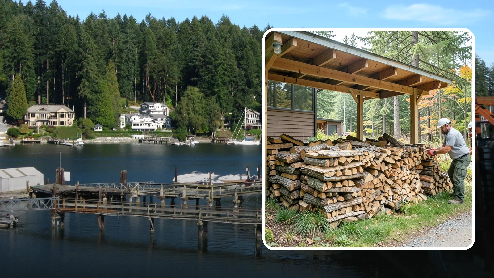 Firewood Stacking in Gig Harbor, Pierce County, WA - We neatly stack your delivered firewood wherever you want it, so it dries better, stores tidy, and is ready to grab.