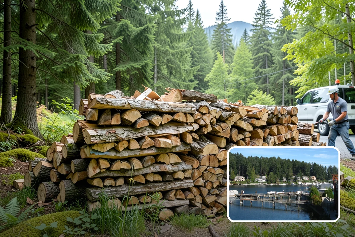 Firewood Stacking in Gig Harbor, Pierce County, WA - Saves you the labor of stacking a heavy load