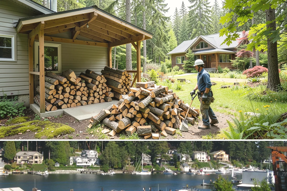 Firewood Stacking in Gig Harbor, Pierce County, WA - Add stacking to a fall delivery so your season's wood is organized and airing out before winter.