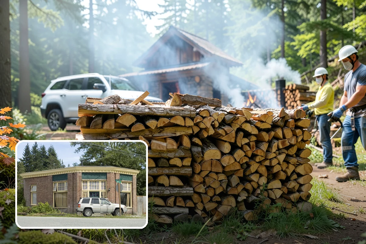 Firewood Stacking in Hamilton, Skagit County, WA - Saves you the labor of stacking a heavy load