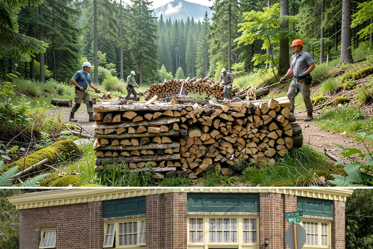 Firewood Stacking in Hamilton, Skagit County, WA - Add stacking to a fall delivery so your season's wood is organized and airing out before winter.