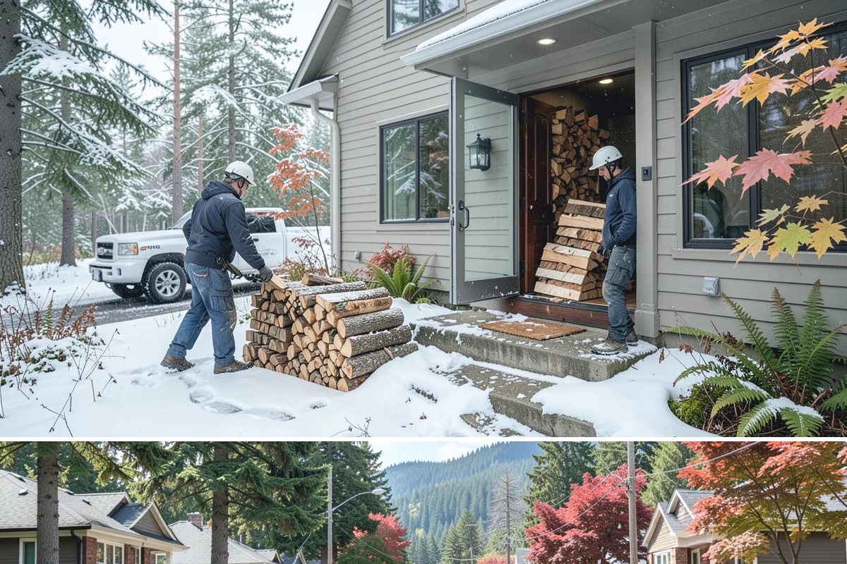 Firewood Stacking in Hunts Point, King County, WA - Add stacking to a fall delivery so your season's wood is organized and airing out before winter.