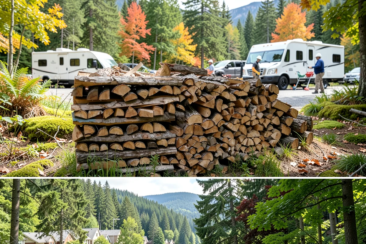 Firewood Stacking in Lake Forest Park, King County, WA - Add stacking to a fall delivery so your season's wood is organized and airing out before winter.