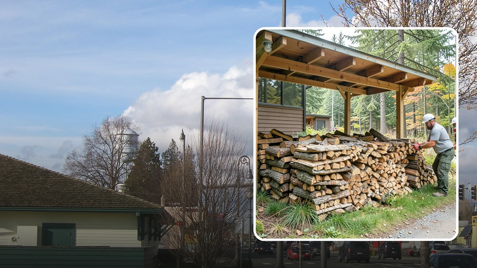 Firewood Stacking in Marysville, Snohomish County, WA - We neatly stack your delivered firewood wherever you want it, so it dries better, stores tidy, and is ready to grab.
