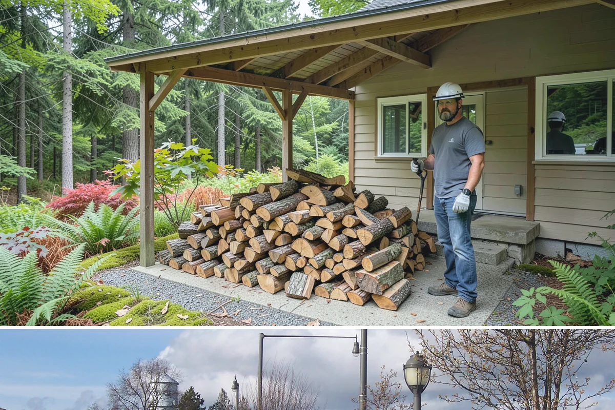 Firewood Stacking in Marysville, Snohomish County, WA - Add stacking to a fall delivery so your season's wood is organized and airing out before winter.