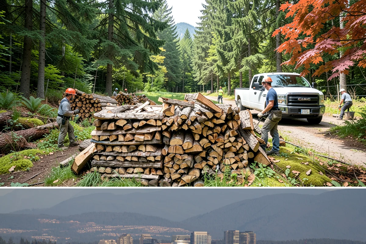 Firewood Stacking in Medina, King County, WA - Add stacking to a fall delivery so your season's wood is organized and airing out before winter.