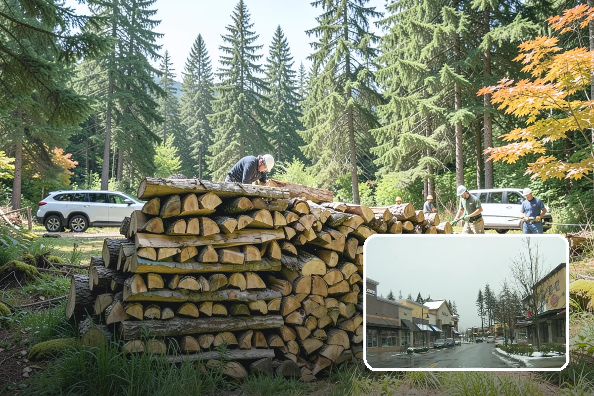 Firewood Stacking in Mill Creek, Snohomish County, WA - Saves you the labor of stacking a heavy load