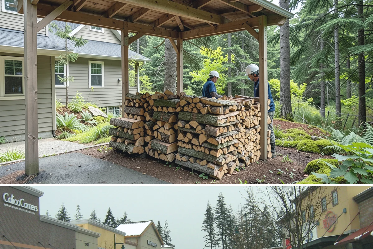 Firewood Stacking in Mill Creek, Snohomish County, WA - Add stacking to a fall delivery so your season's wood is organized and airing out before winter.