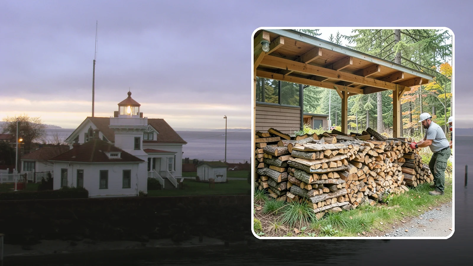 Firewood Stacking in Mukilteo, Snohomish County, WA - We neatly stack your delivered firewood wherever you want it, so it dries better, stores tidy, and is ready to grab.